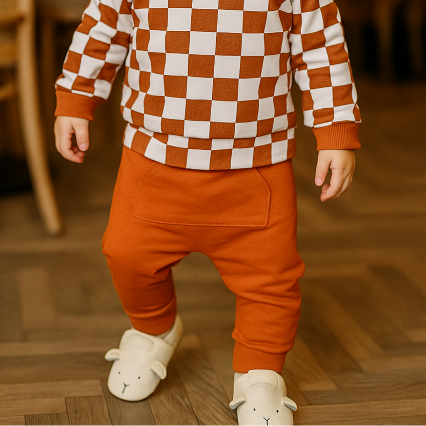 Infantil Unissex Com Bolso Canguru - Algodão Premium Liso | Laranja