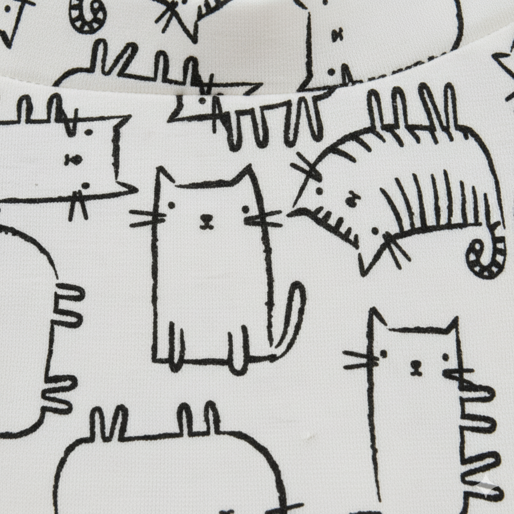 Calça Bebê e Infantil Unissex – Malha Algodão Estampado | Gatinhos Minimalistas