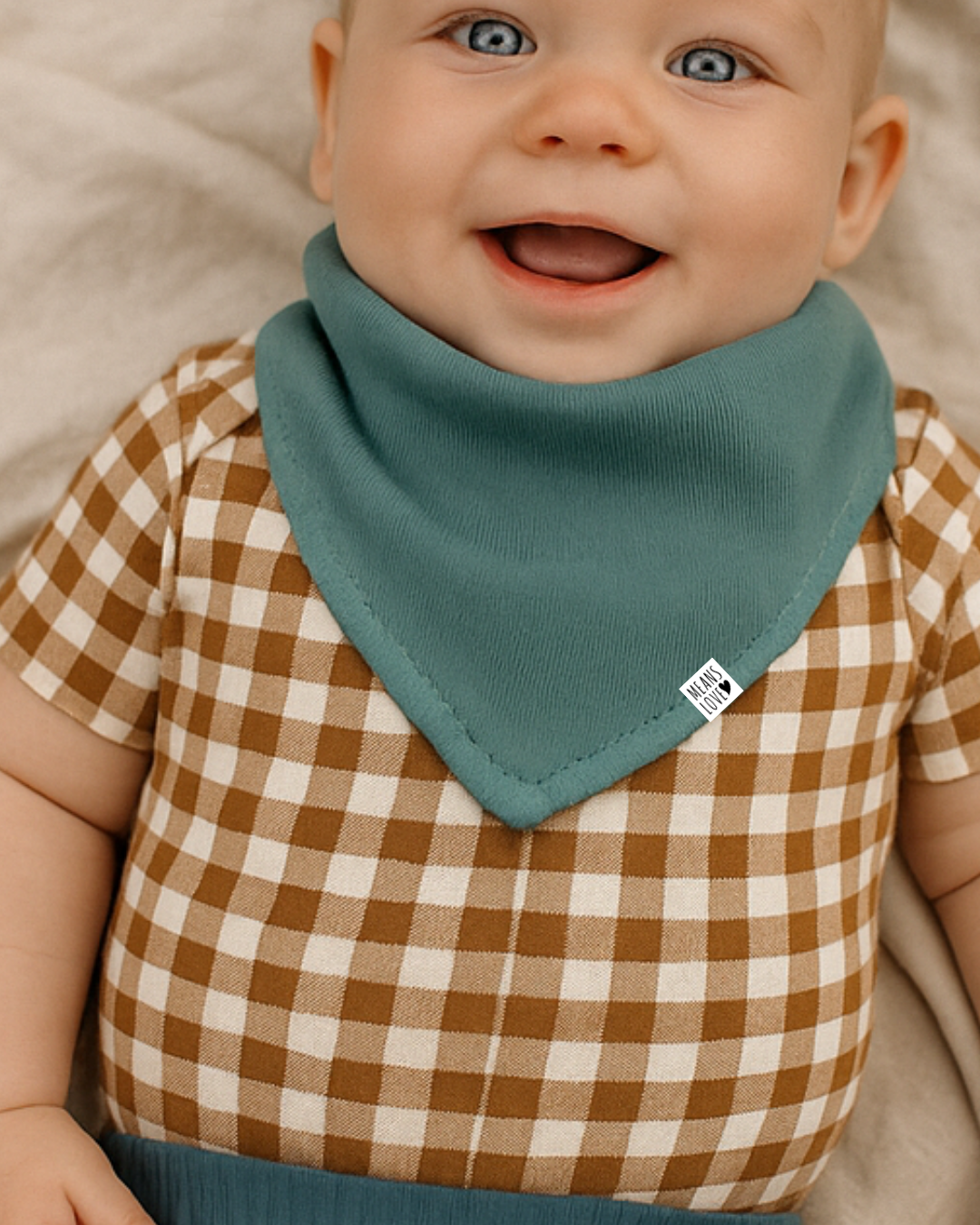 Bandana Babador Bebê Unissex – Algodão Stretch Liso | Azul Acinzentado