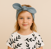 Laço de Cabelo Infantil de Amarrar - Algodão Stretch Liso | Cor Cinza Azulado