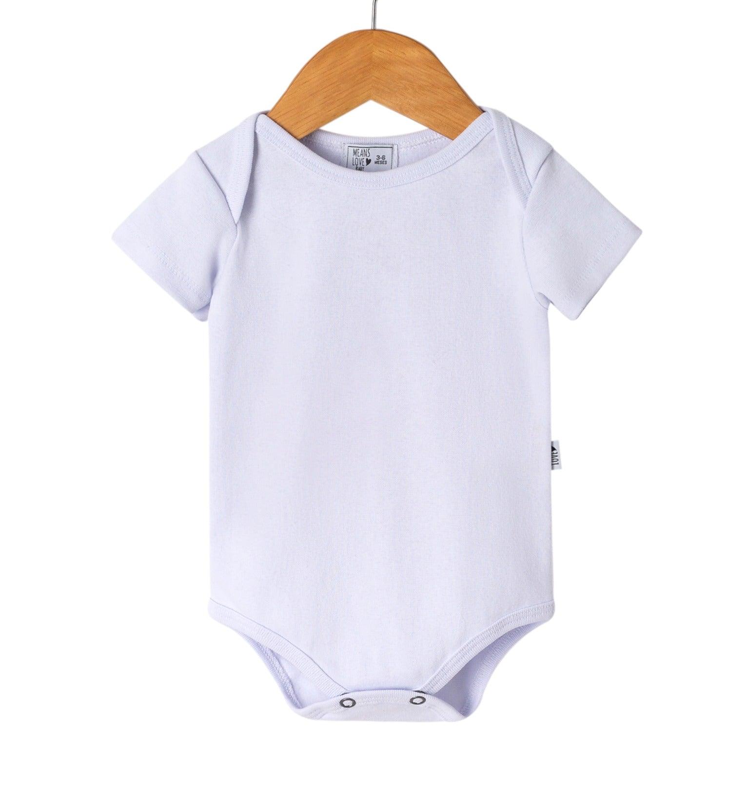 Body Bebê/Infantil Manga Curta Unissex - Algodão Premium Liso | Branco Puro