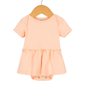 Body Vestido Menina - Algodão Stretch Liso | Salmão Bebê