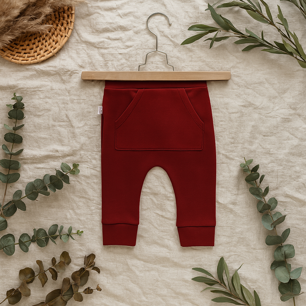 Calças confortáveis e estilosas para bebês da Coleção Calças da Means Love Baby, projetadas para atender às necessidades das mães modernas.