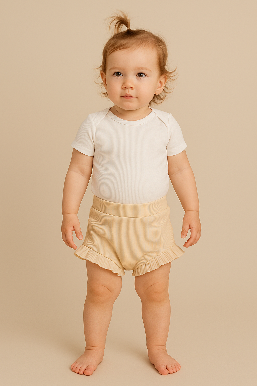 Short Bebê e Infantil Menina – Tecido Canelado Premium Liso | Areia