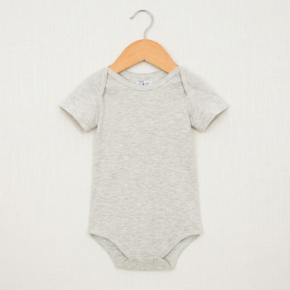 Body Manga Curta - Malha Mescla | Cinza Mescla Banana