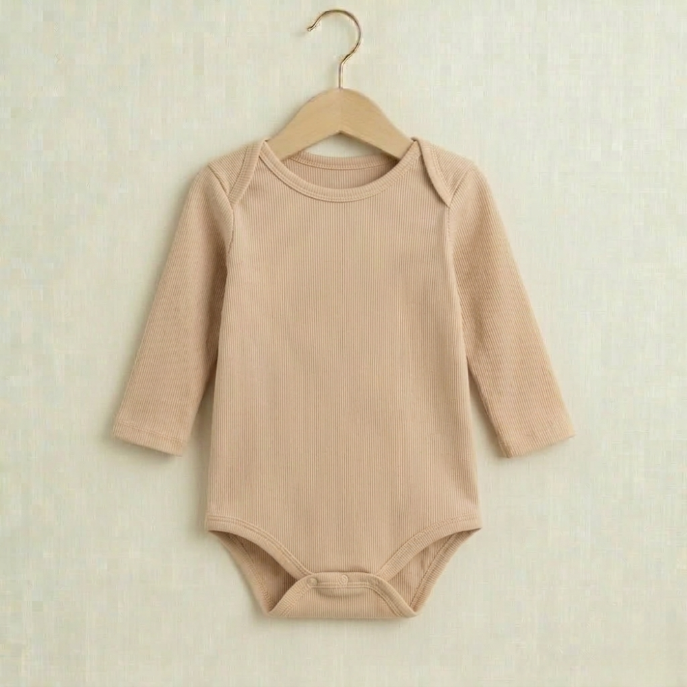 Body Manga Longa - Algodão Canelado | Areia