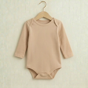 Body Manga Longa - Algodão Canelado | Areia
