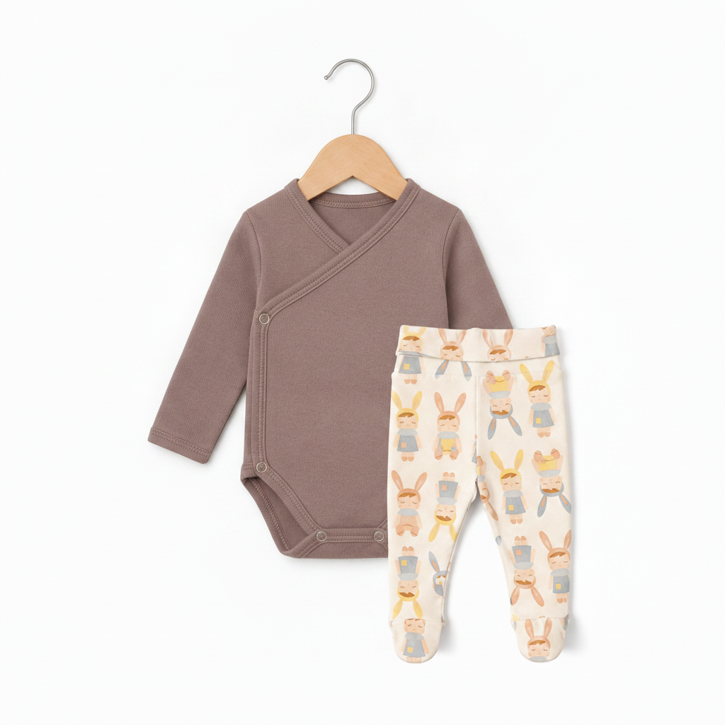 Kit Body Kimono + Calça com Pezinho – Recém-Nascido à 3 Meses | 100% algodão - Havana e Angela Doll