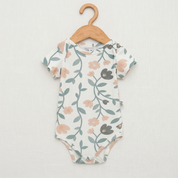 Body Manga Curta -  Cotton Adapt | Floral Vintage Tons de Azul