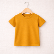 Camiseta Bebê/Infantil Manga Curta Unissex - Malha Algodão Lisa | Mostarda