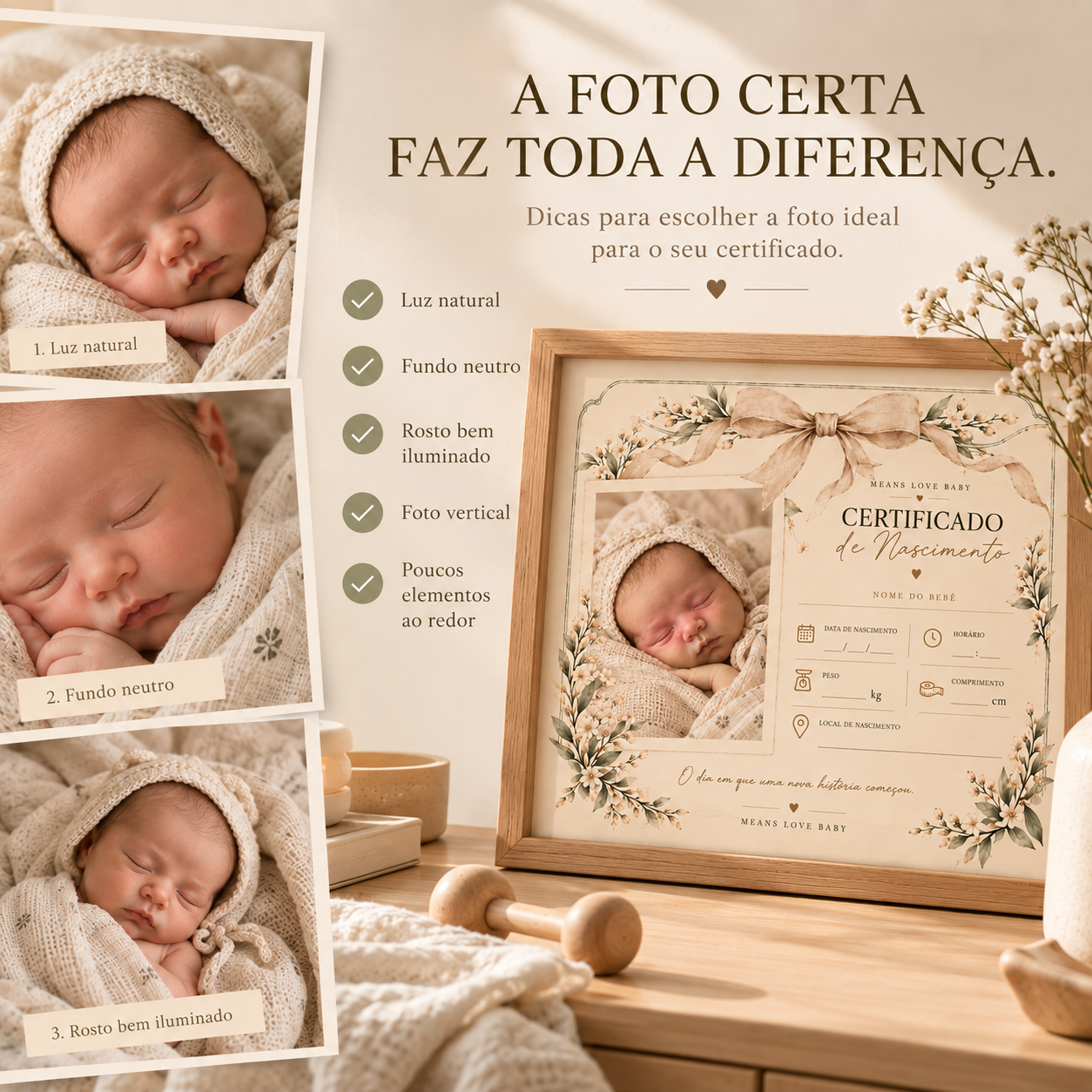 MEU PRIMEIRO REGISTRO — Certificado de Nascimento Editável no Canva