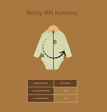 Body Kimono Bebê Recém-Nascido Mescla Banana