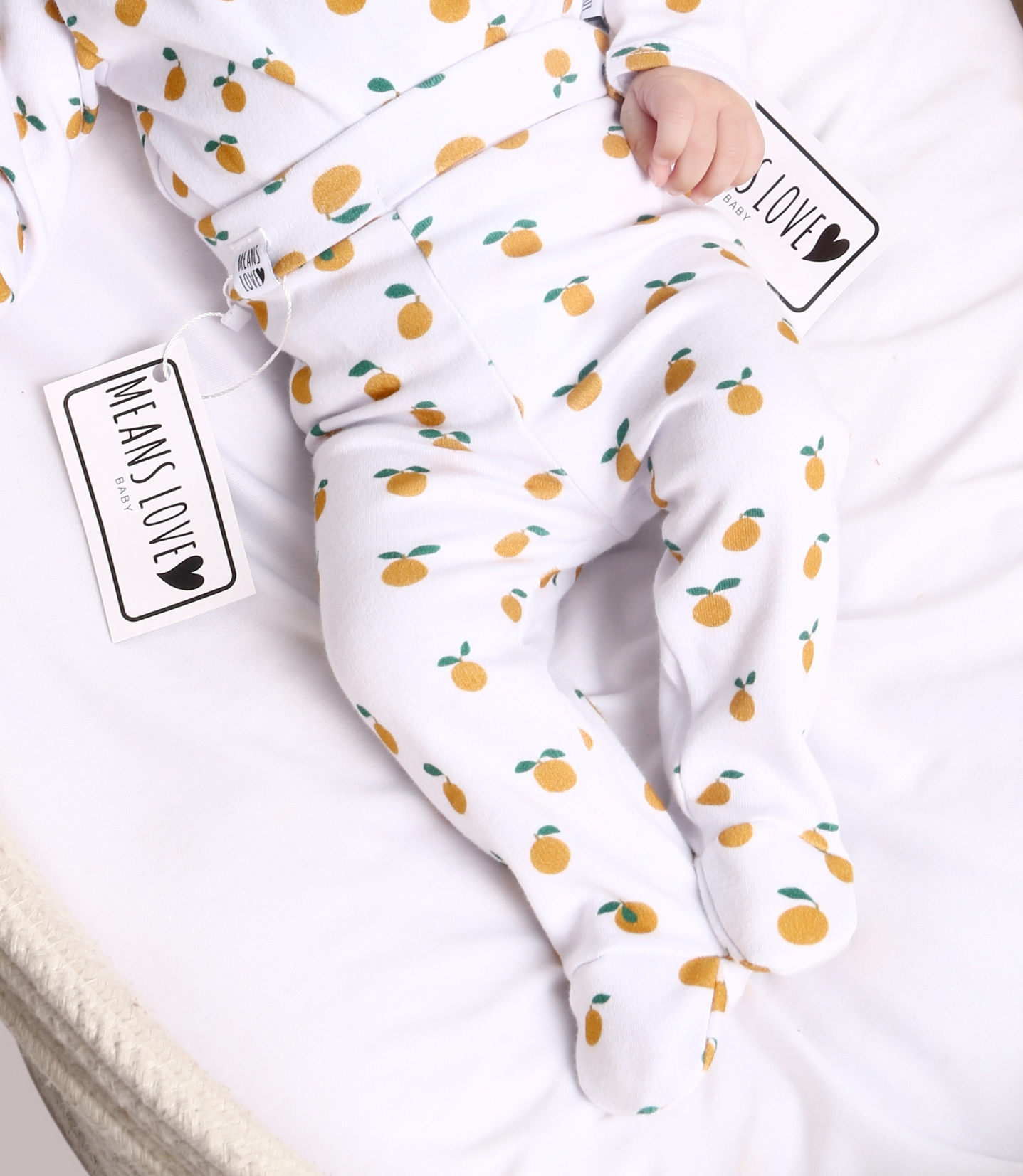 Calça Recém-Nascido com Pezinho Unissex – Algodão Estampado | Laranjinhas