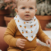 Bandana Babador Bebê Super Absorvente Forro Atoalhado Premium estampa exclusiva mini laranjinhas boho
