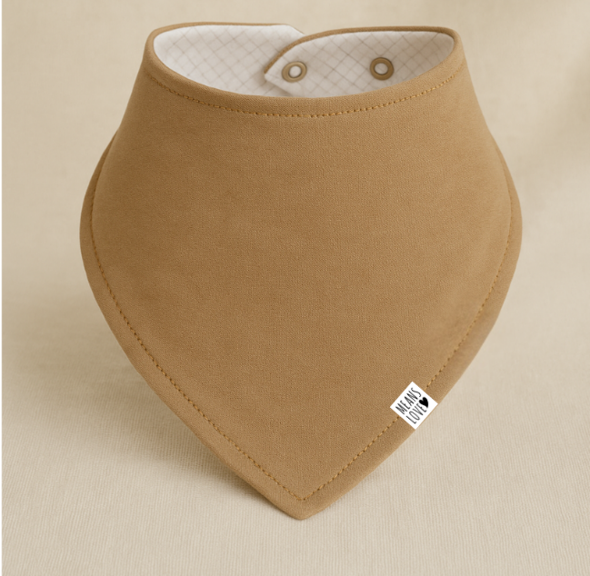 Bandana Babador Bebê Super Absorvente Forro Atoalhado Premium lisa cor bege claro