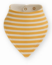  Bandana Babador Listras Horizontais simetricas mostarda com forro atoalhado catalogo