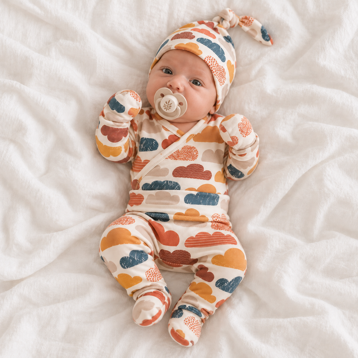 Saída Maternidade Recém-Nascido 4 Peças - Cotton Adapt | Nuvens de Outono