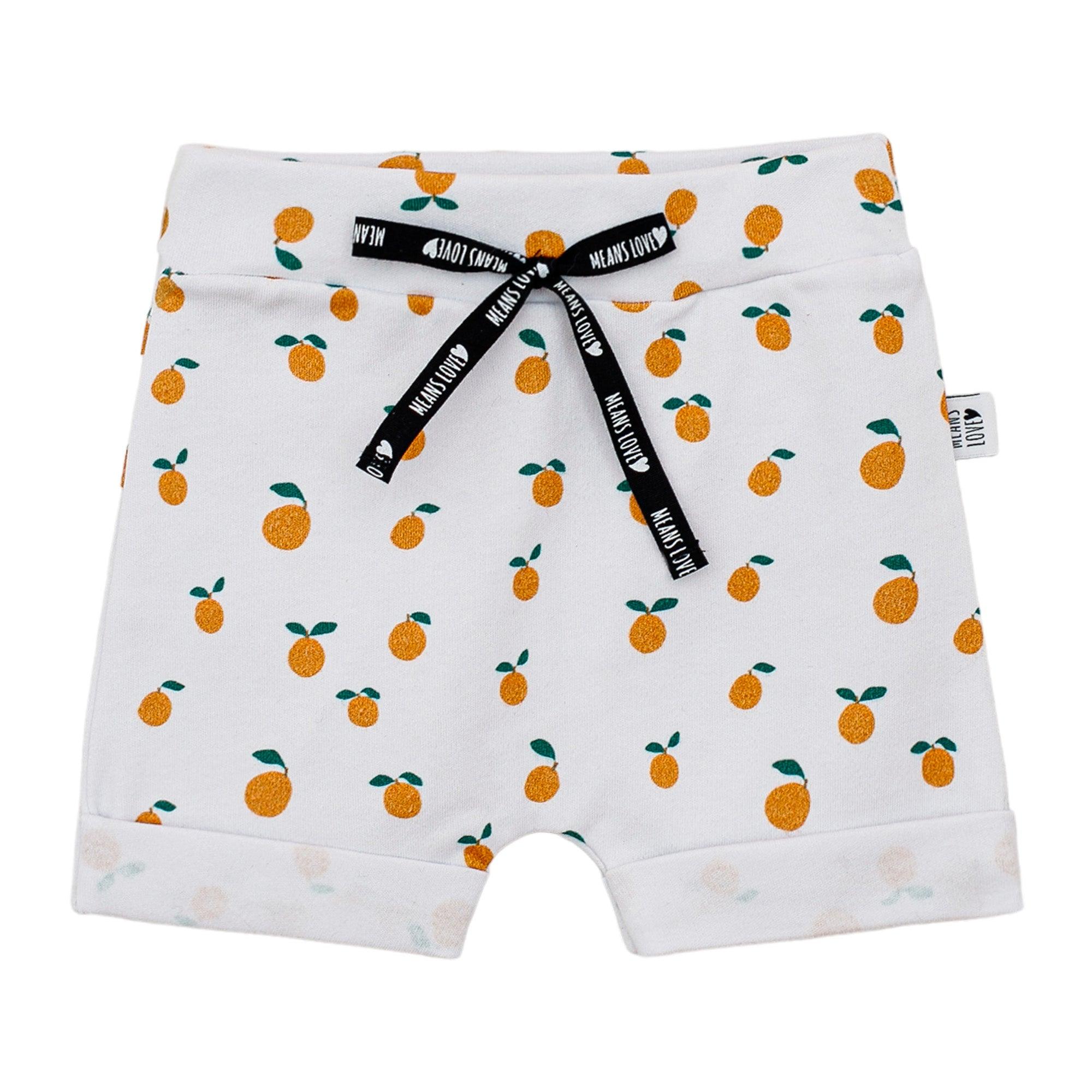 Bermuda Bebê Infantil Menino Algodao Premium Estampa Exlusiva Mini Laranjinhas Boho Catalogo 