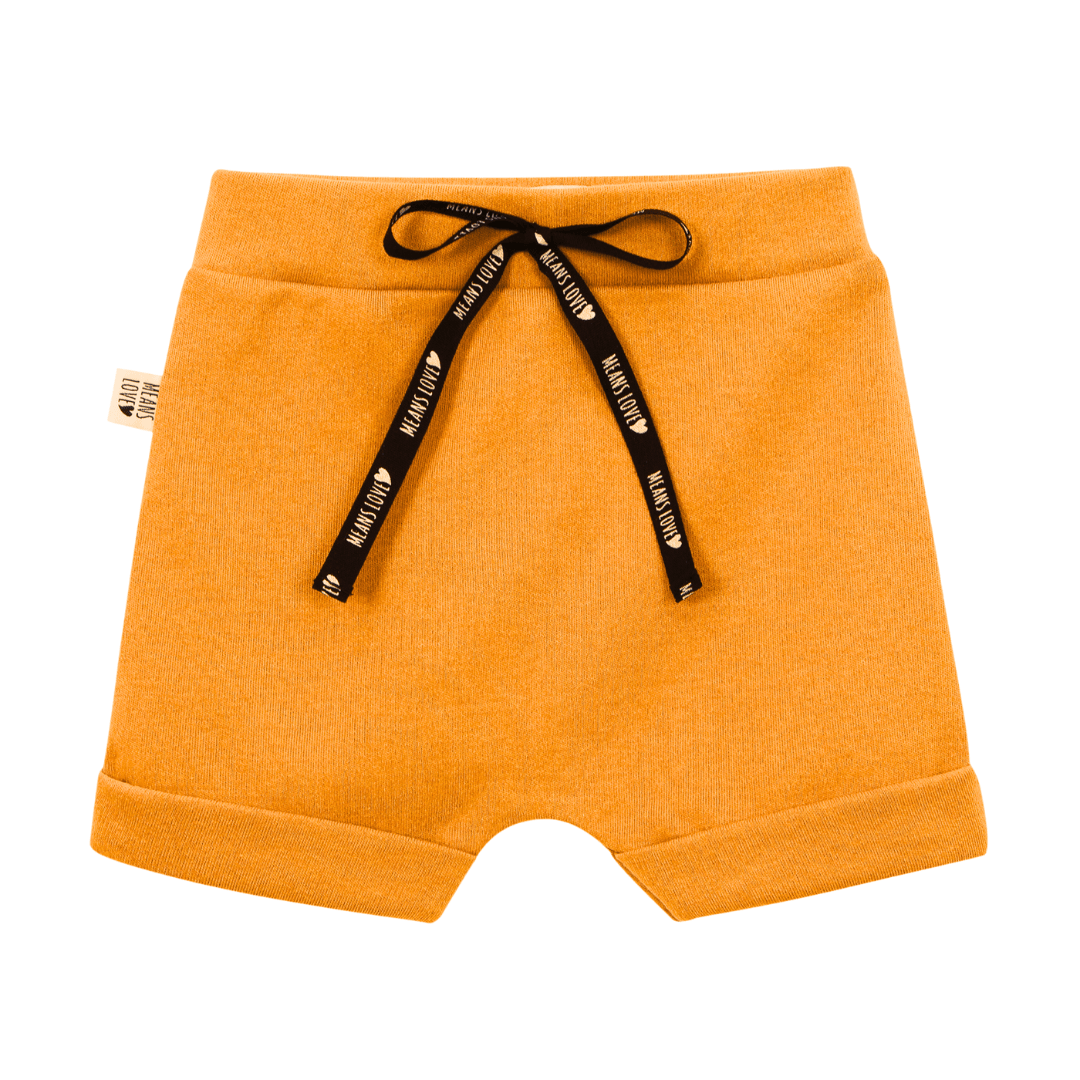 Bermuda bebe infantil algodao premium means love baby cor lisa amarelo