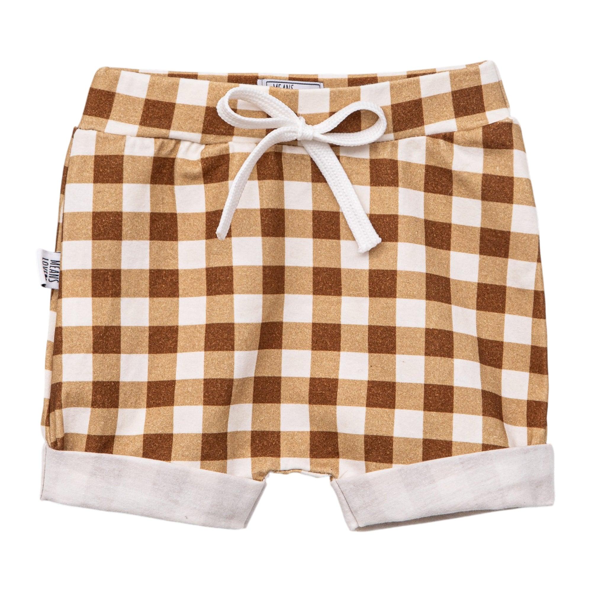 Bermuda bebe infantil algodao premium means love baby estamoa exclusiva vicky marrom classico