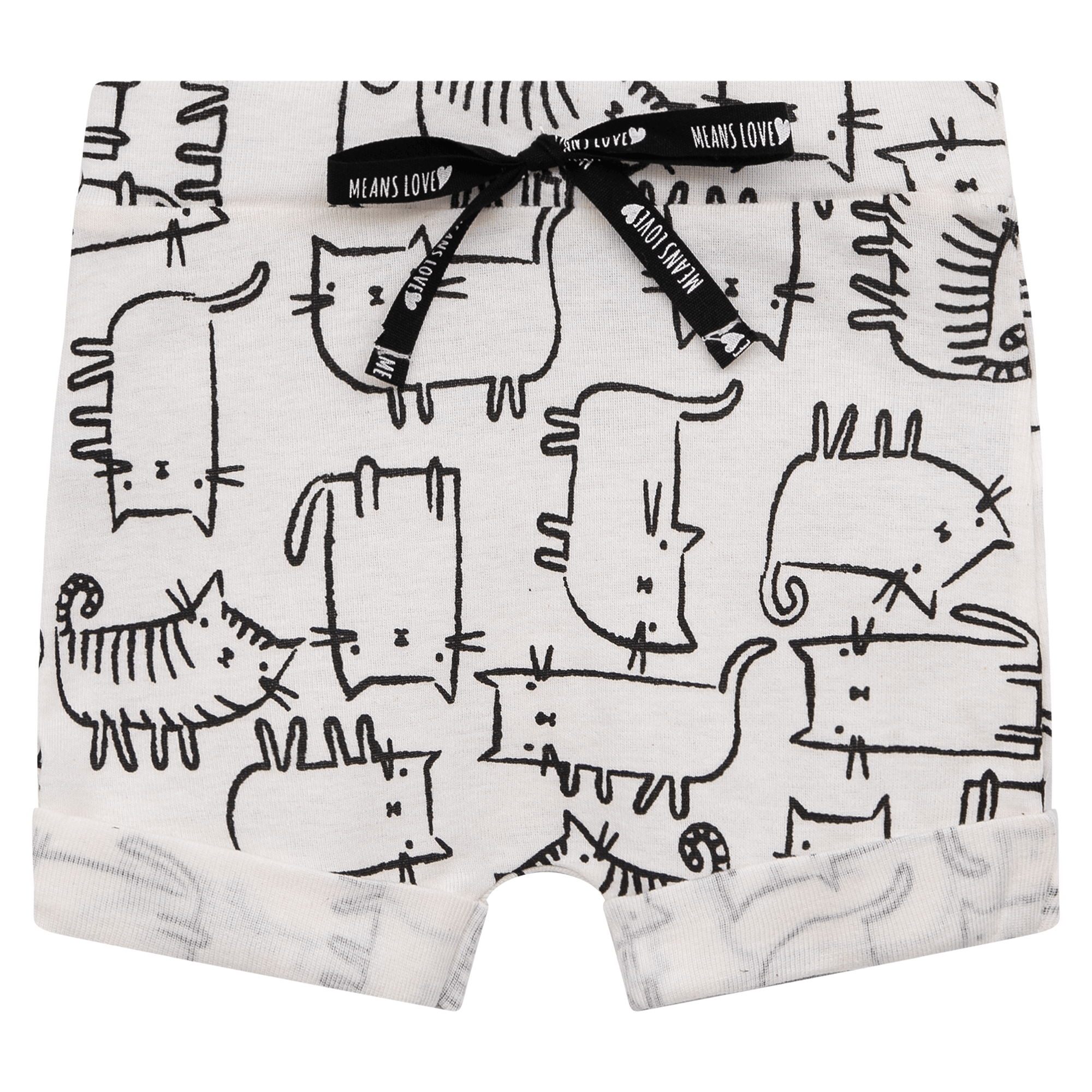 Bermuda bebe infantil algodao premium means love baby estampado gatinhos minimalistas