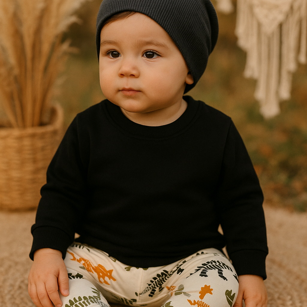 Blusão Bebê e Infantil Unissex Moletinho Stretch Liso Preto