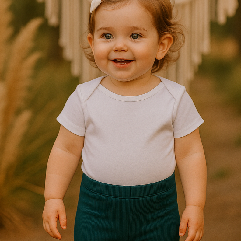 Body Bebê/Infantil Manga Curta Unissex Algodão Premium Liso Branco