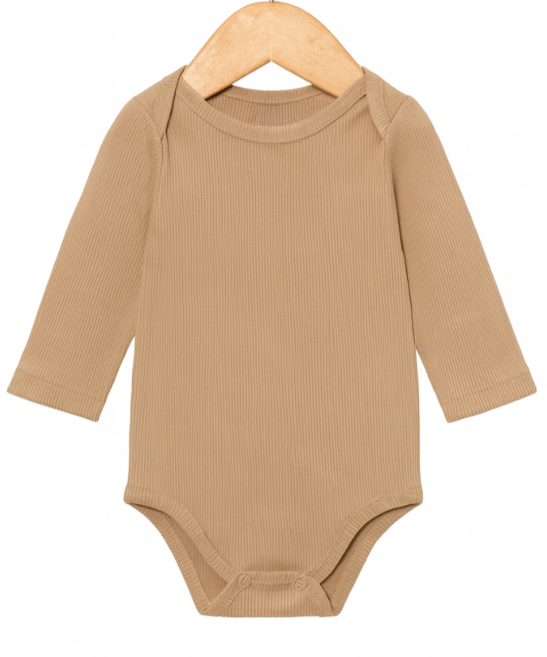 Body Bebê e Infantil Unissex – Algodão Canelado Premium Liso Marrom Claro