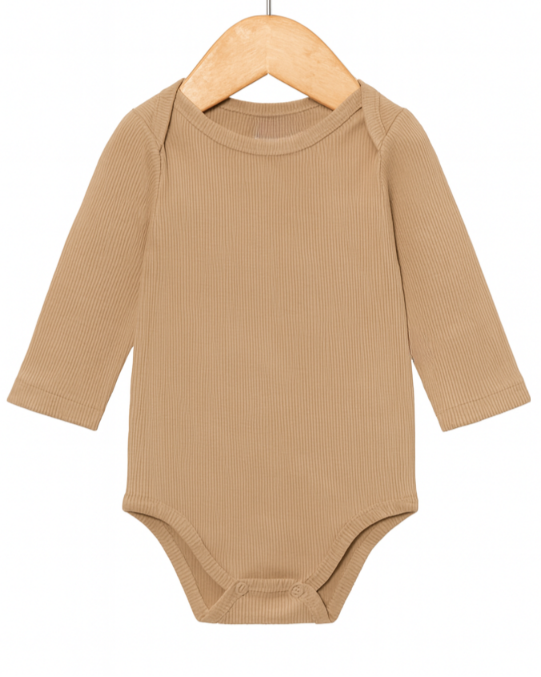 Body Bebê e Infantil Unissex – Algodão Canelado Premium Liso Marrom Claro