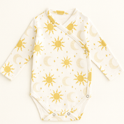 Body Kimono Bebê Recém-Nascido à 3 Meses Unissex - Algodão Stretch Premium Estampa Exclusiva | Sol e Lua