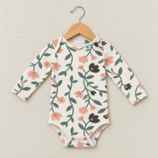 Body Manga Longa – Cotton Adapt | Floral Vintage Tons de Azul