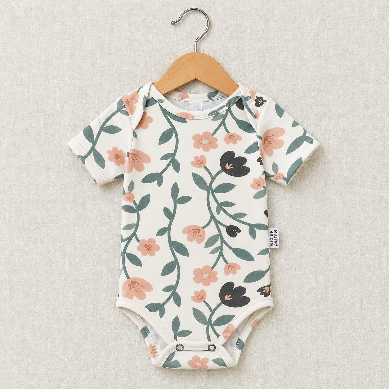Body Manga Curta -  Cotton Adapt | Floral Vintage Tons de Azul