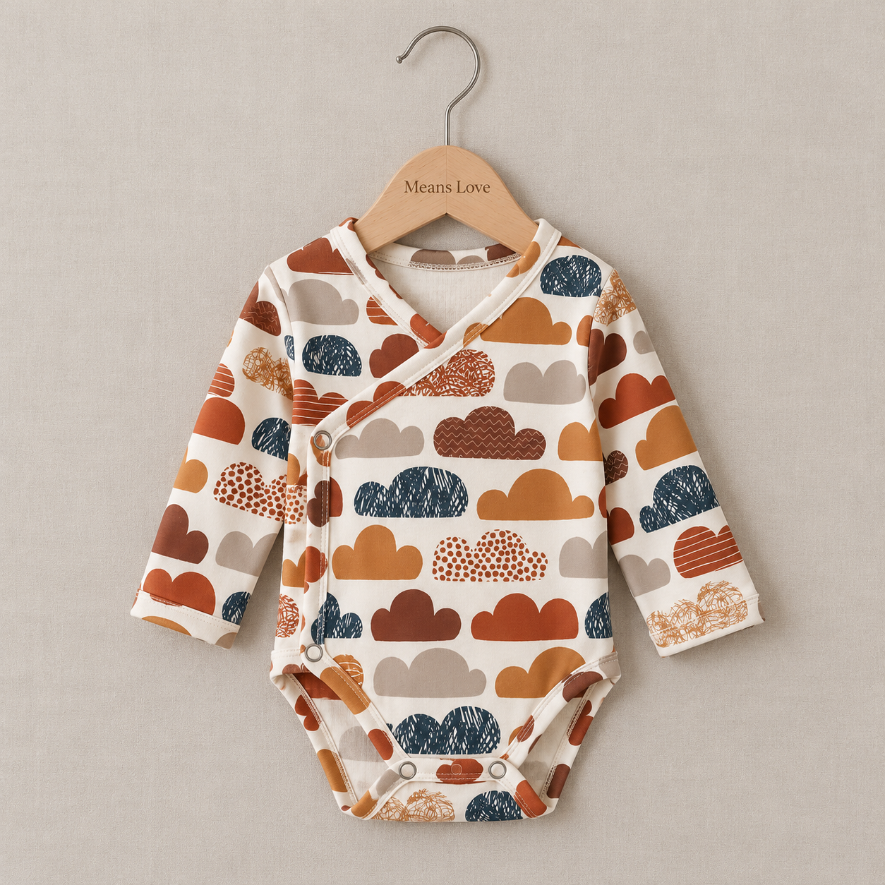 Conjunto Body Kimono + Calça com Pezinho – Recém-Nascido à 3 Meses | Nuvens de Outono