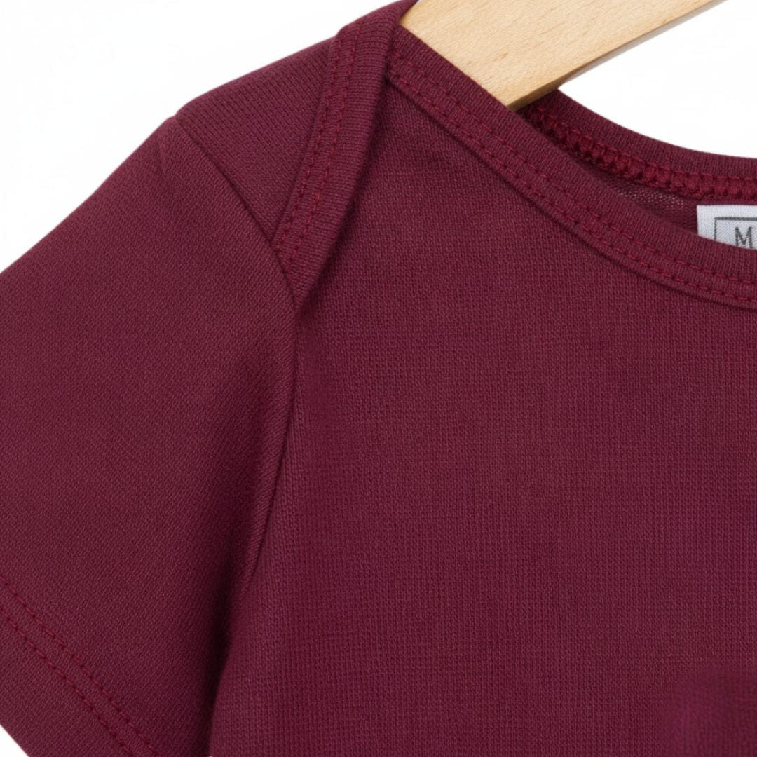 Body Bebê e Infantil Unissex Manga Curta – Tecido Algodão Stretch Liso | Merlot