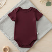 Body Bebê e Infantil Unissex Manga Curta – Tecido Algodão Stretch Liso | Merlot