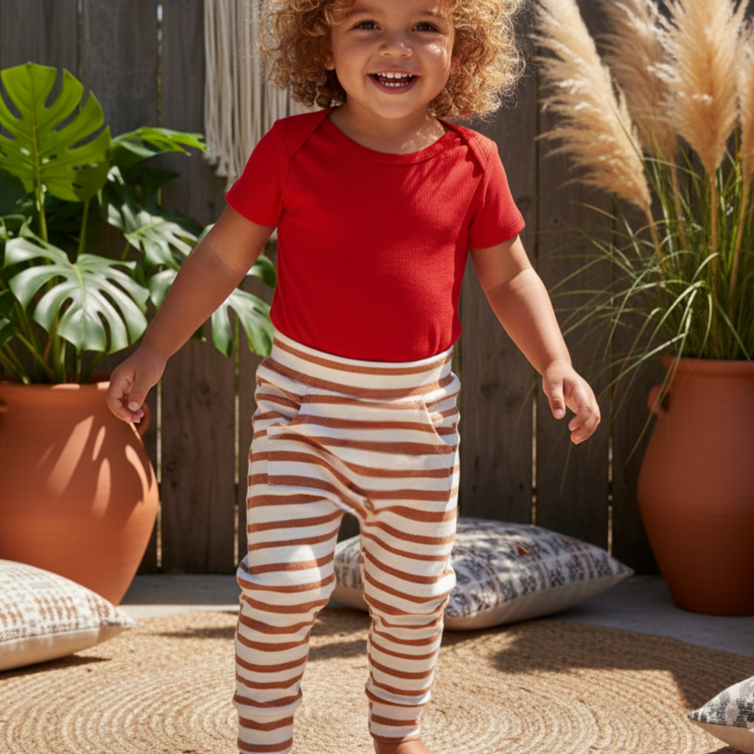 Calça Bebê/ Infantil Unissex -Algodão Premium Estampa Exclusiva | Listras Amarelas
