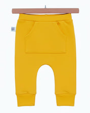 Calça Bebê e Infantil Unissex Com Bolso Canguru - Algodão Premium Liso | Amarela