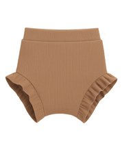 Short Bebê e Infantil Plissado Menina – Algodão Canelado Premium Liso | Marrom Claro