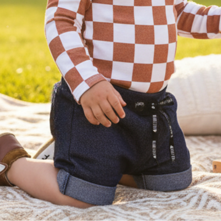 Bermuda Bebê/Infantil Menino - Jeans Stretch Liso | Marinho