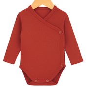Kit: Body Kimono Recém-Nascido à 3 Meses + Calça de Pezinho Recém-Nascido à 3 Meses - Canelado Premium Liso | Telha