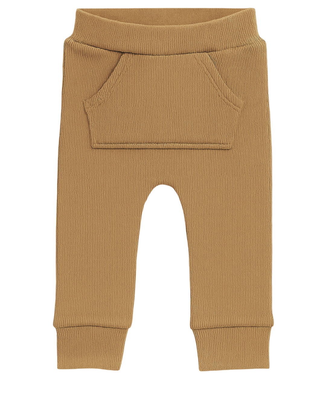 Calça Bebê e Infantil Bolsão Canguru Unissex – Algodão Canelado Premium Liso | Marrom Claro