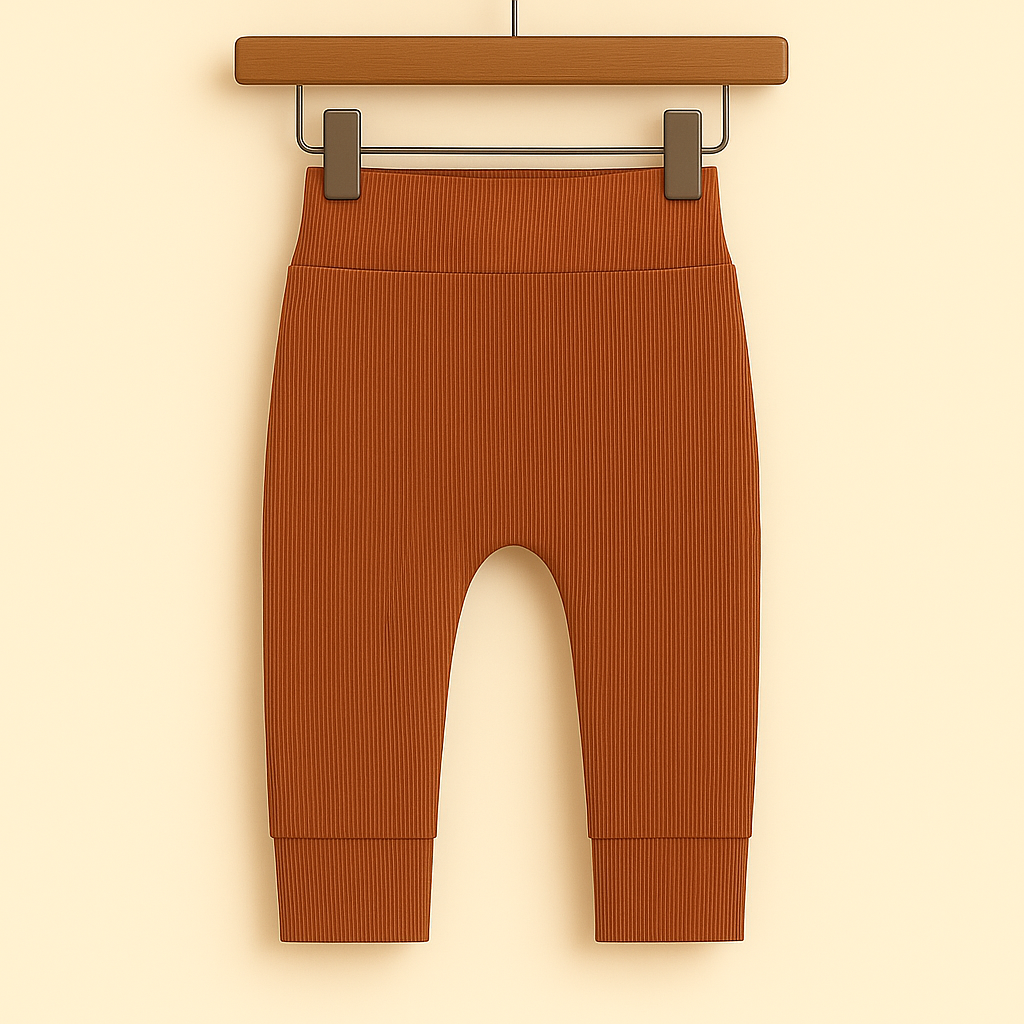 Calça Bebê e Infantil Unissex – Algodão Canelado Premium Liso | Caramelo