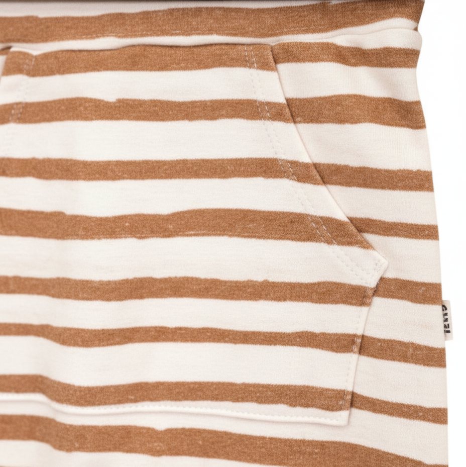 Calca Bebe e Infantil Unissex Algodao Premium Estampa Exclusiva  Listras Amarelas detalhe