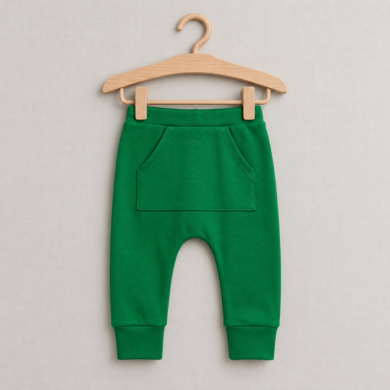Calça Bolsão Canguru- Algodão Stretch | Verde Bandeira