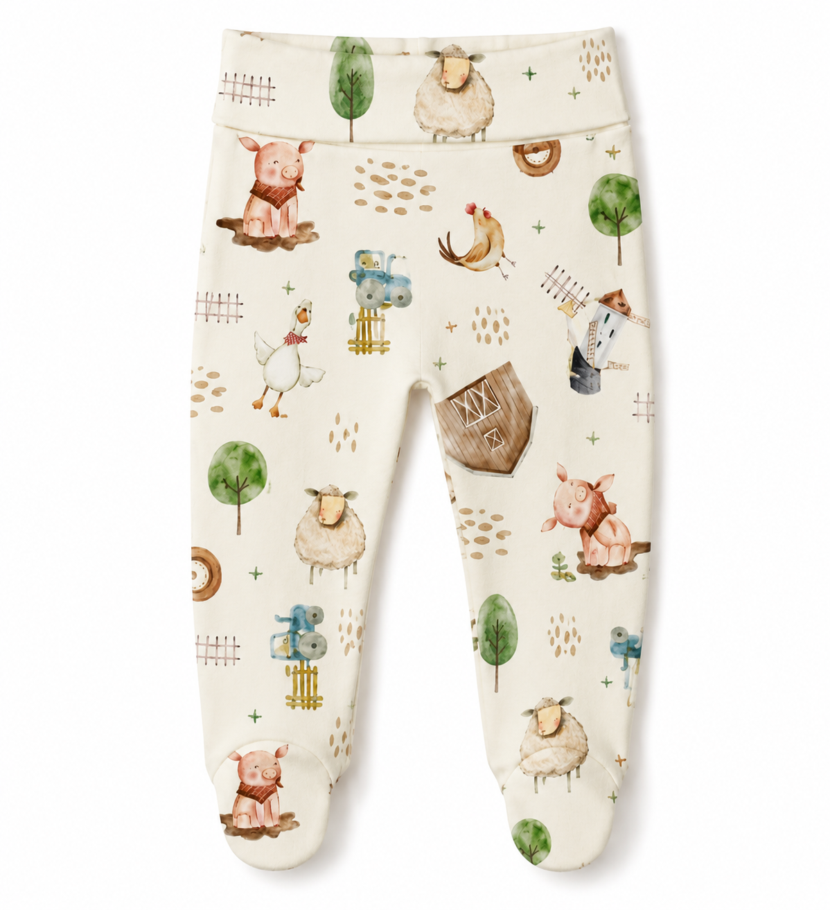 Kit Body Kimono + Calça com Pezinho Recém-Nascido a 3 Meses - Cotton Adapt | Fazendinha