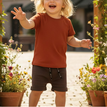 Camiseta Bebê e Infantil Manga Curta Unissex telha menino vestindo 