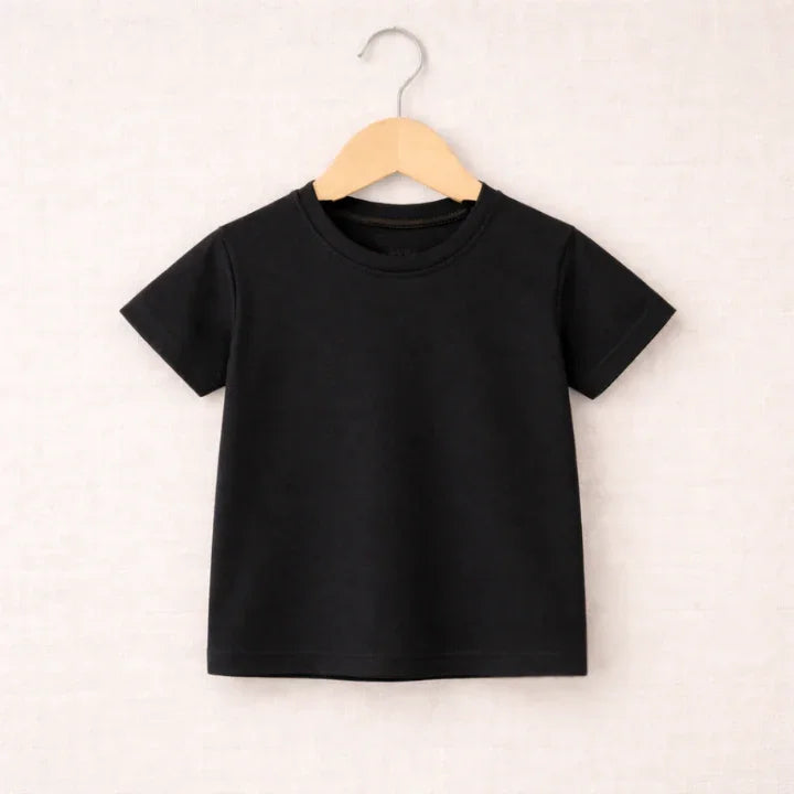 Camiseta manga curta preta claro infantil