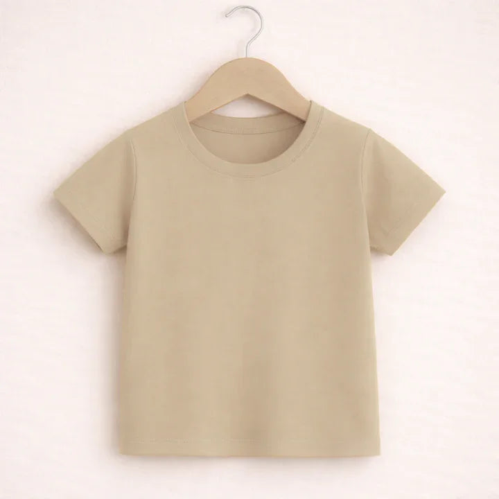 Ccamiseta manga curta verde bege claro infantil