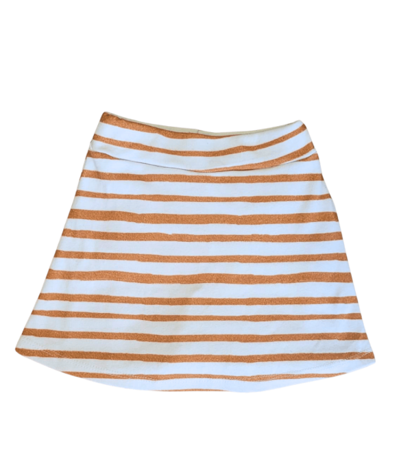 Saia com Short Infantil Menina – Tecido Algodão Estampado | Listras Amarelas
