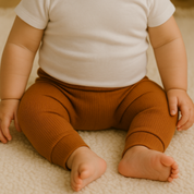 Calça Bebê e Infantil Unissex – Algodão Canelado Premium Liso | Caramelo